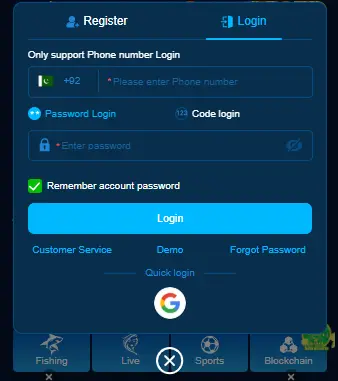 ZK77 Game login screen for secure access