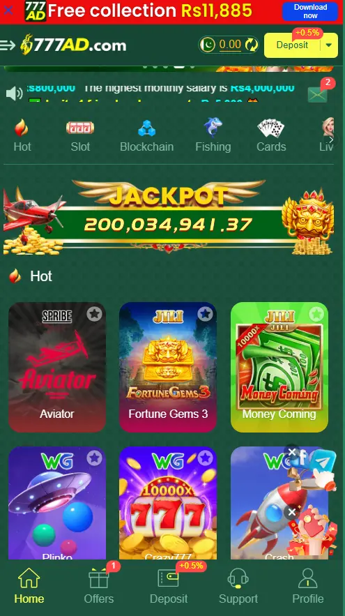 Download 777AD Game APK in Pakistan – Real money earning app with card games, slots, and instant JazzCash withdrawals”