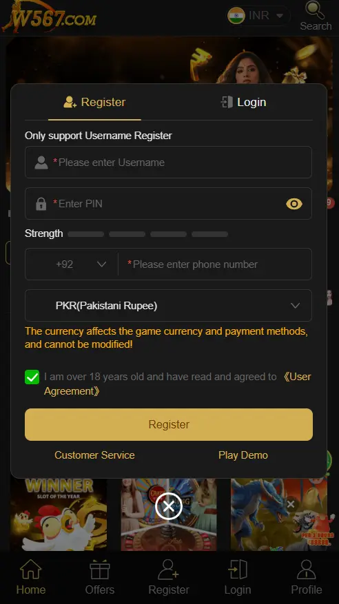 Register on W567 Game – Easy sign up to start earning real cash.
