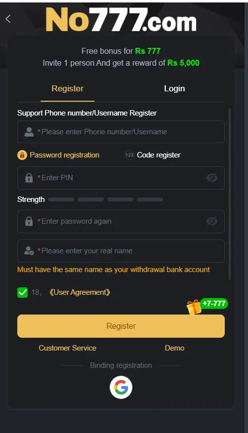 No777 Game – Real earning game app with JazzCash and Easypaisa withdrawal options.