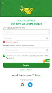 Golo 789 Game login and sign-up screen with number and password fields.