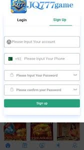 JQ777 Game Registration and Login Page